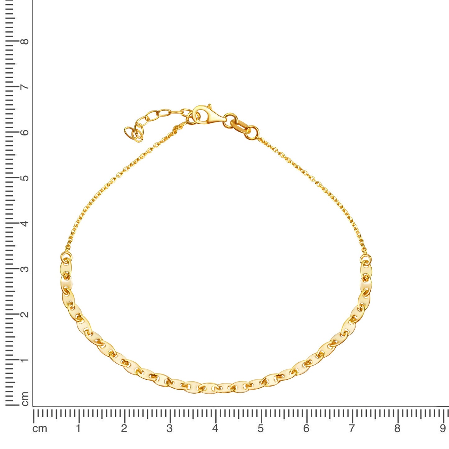 Fusskette Ankerkette 925/- Sterling Silber vergoldet 25,5cm