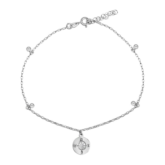 Fusskette Ankerkette 925/- Sterling Silber Rhodiniert 25,0cm