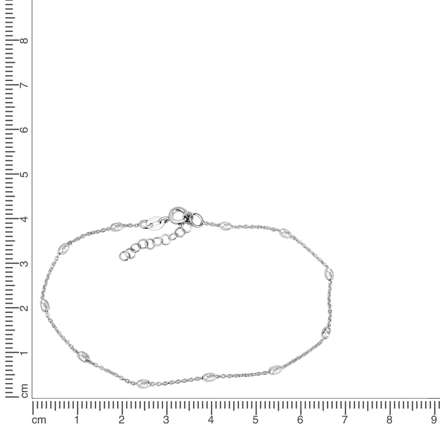 Fusskette Ankerkette 925/- Sterling Silber Rhodiniert 26,0cm