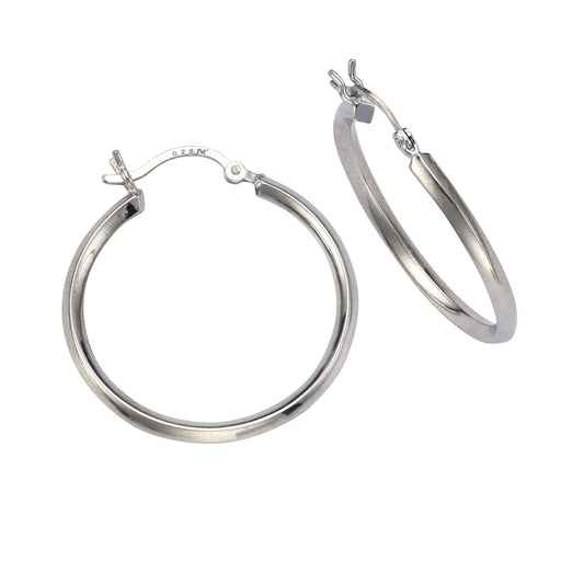 Creolen aus 925/- Sterling Silber rhodiniert Ø 30mm 3-kant
