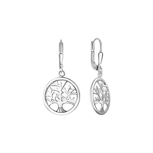 Ohrhänger aus 925/- Sterling Silber rhodiniert glanz Lebensbaum