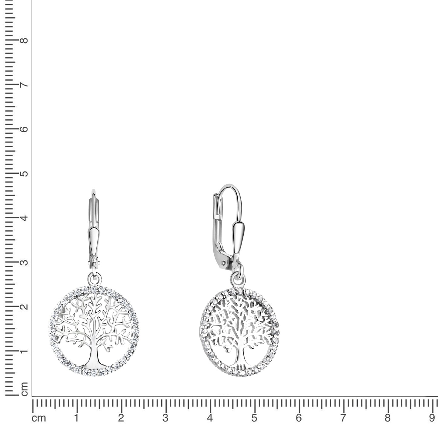 Ohrhänger 925/- Sterling Silber Rhodiniert 3,2cm Zirkonia