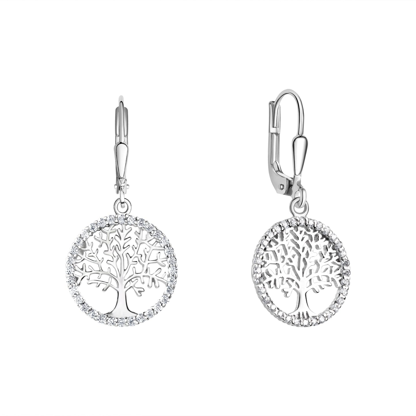 Ohrhänger 925/- Sterling Silber Rhodiniert 3,2cm Zirkonia