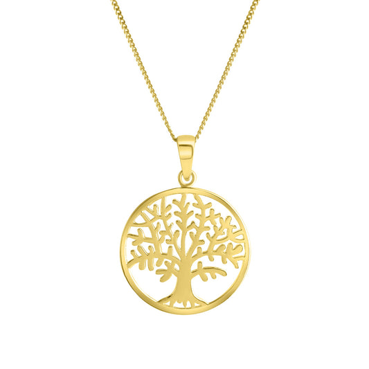 Anhänger mit Kette aus 925/- Sterling Silber vergoldet Motiv Le´bensbaum Länge 40+5cm
