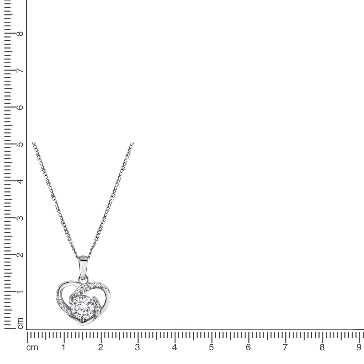 Anhänger mit Kette Panzerkette 925/- Sterling Silber Rhodiniert 1,9cm Zirkonia