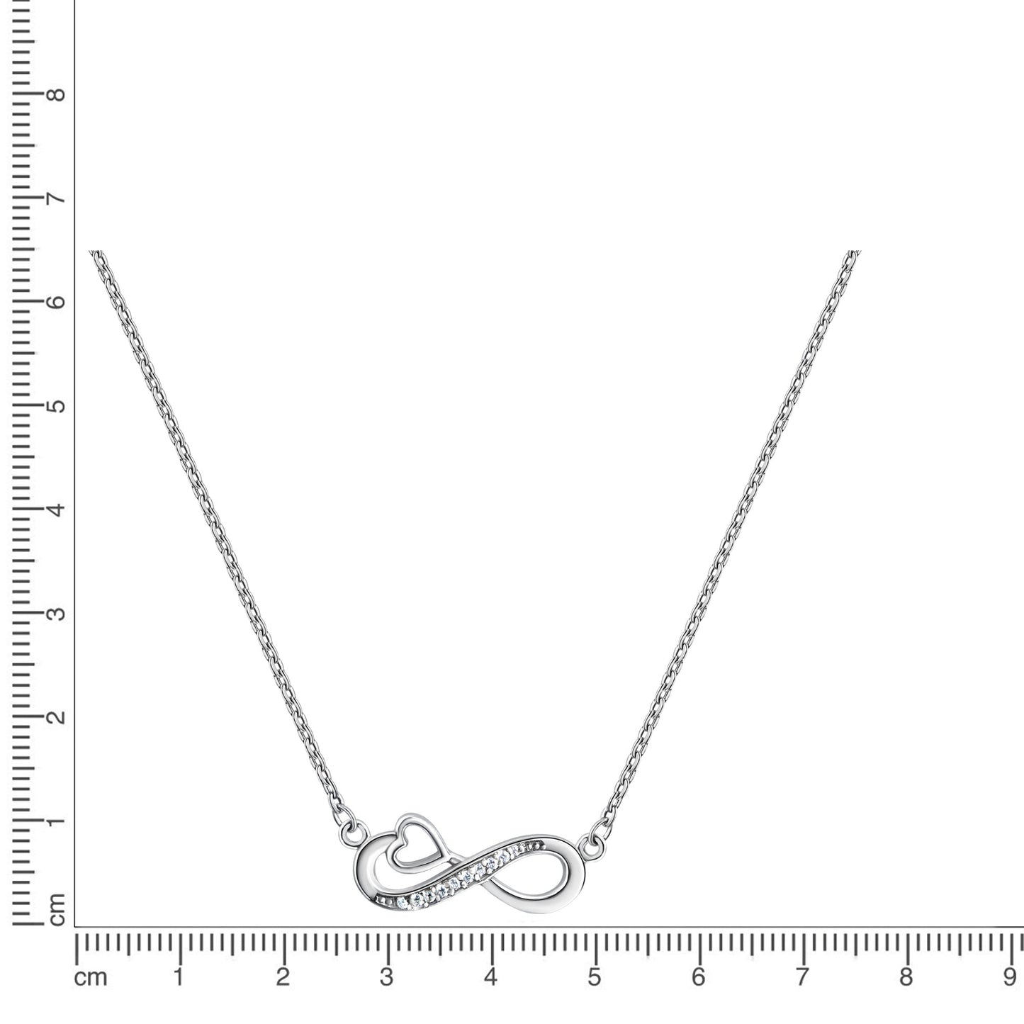 Anhänger mit Kette Ankerkette 925/- Sterling Silber Rhodiniert 45,0cm Zirkonia
