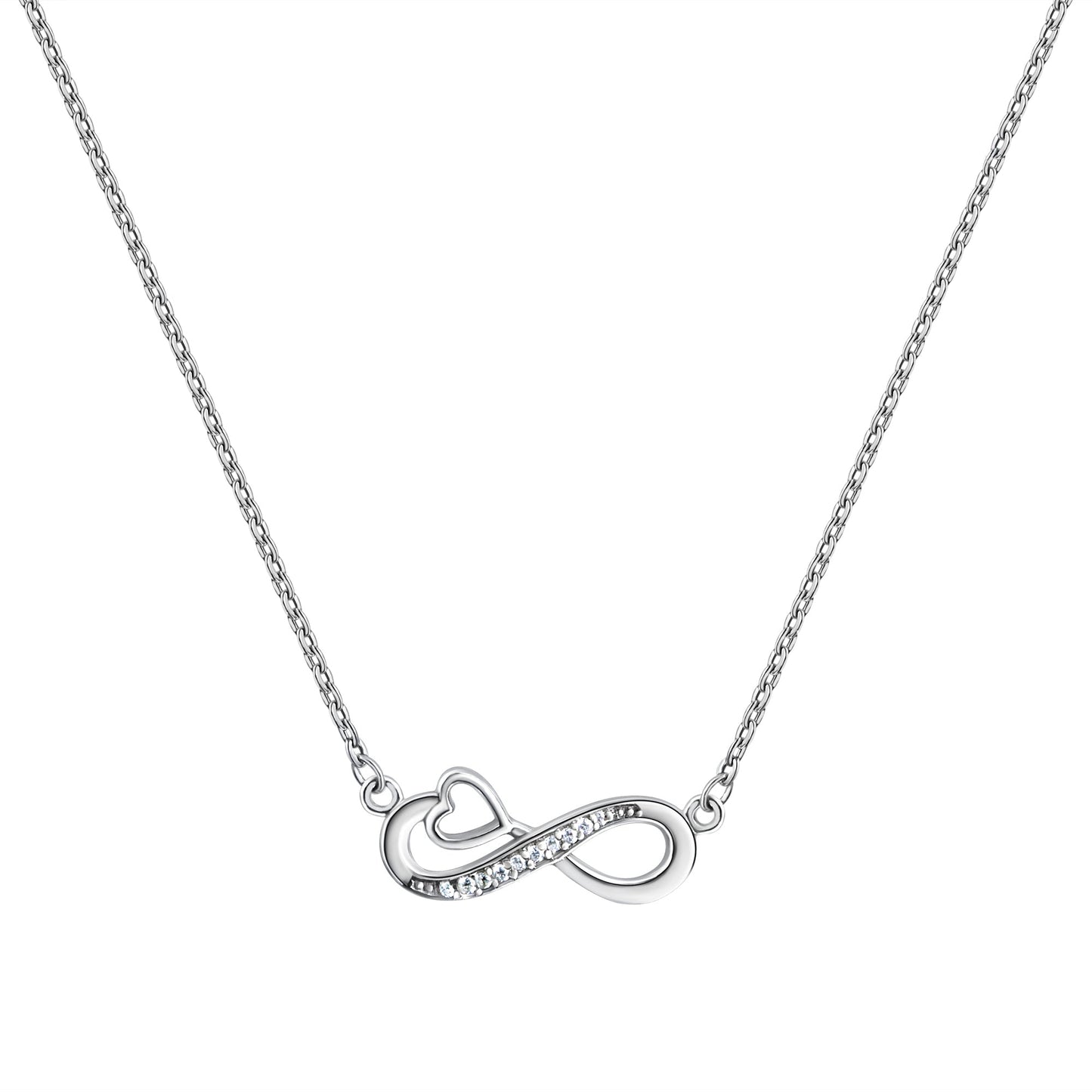 Anhänger mit Kette Ankerkette 925/- Sterling Silber Rhodiniert 45,0cm Zirkonia