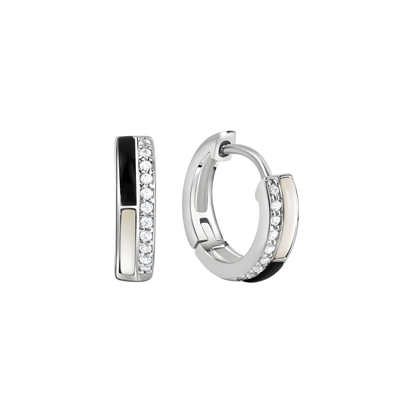 Creolen 925/- Sterling Silber rhodiniert 1,5cm Zirkonia