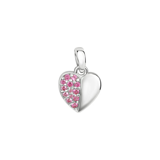 Anhänger aus 925/- Sterling Silber rhodiniert Motiv Herz mit 13 Zirkonia Pink