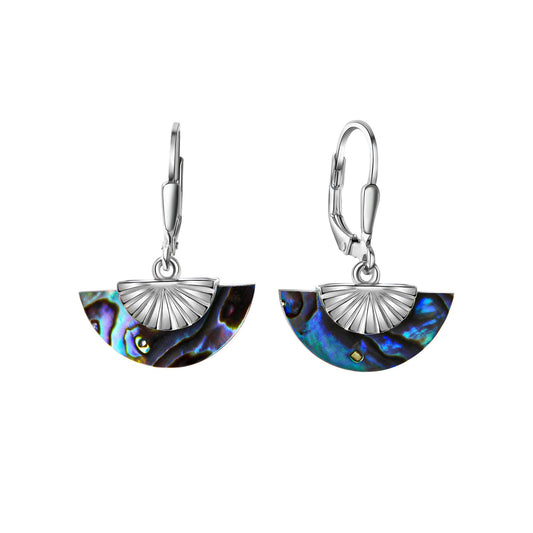 Ohrhänger aus 925/- Sterling Silber rhodiniert mit Abalone grün