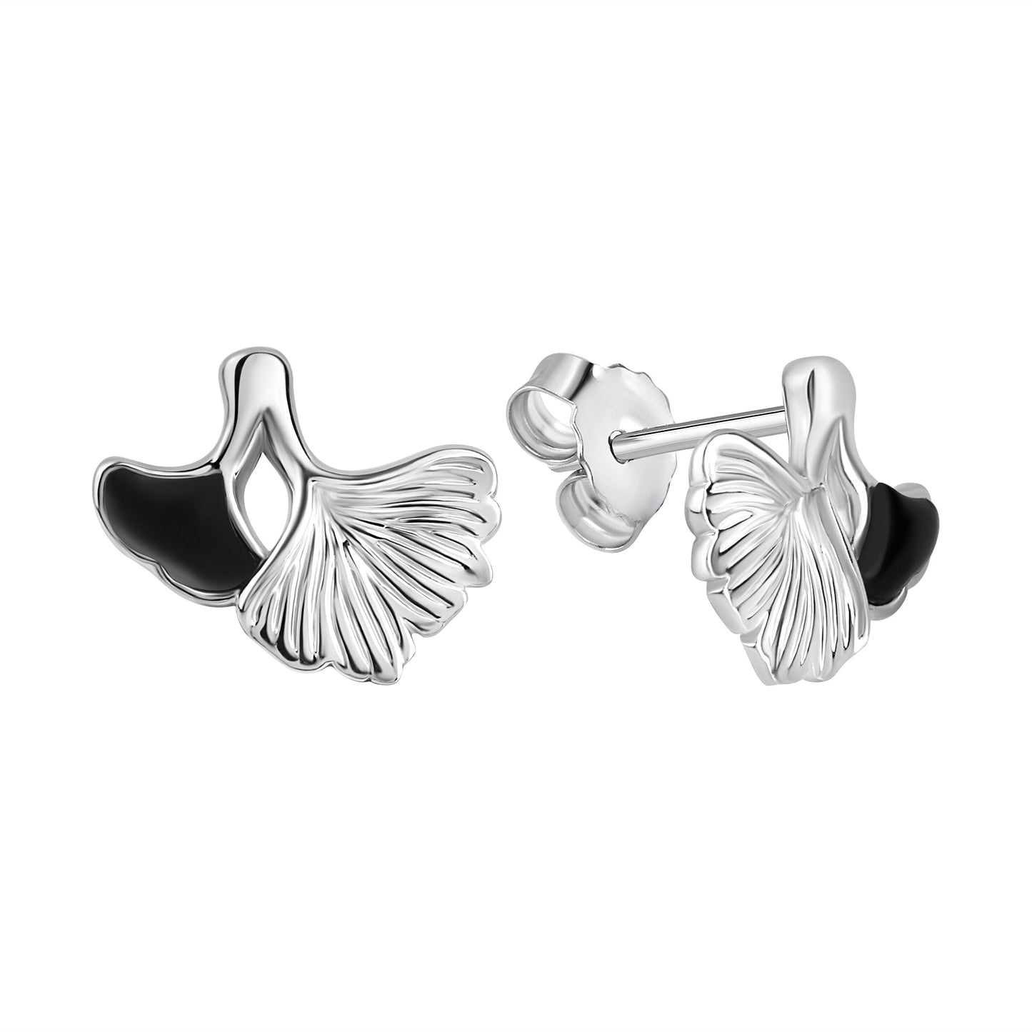 Ohrstecker 925/- Sterling Silber Rhodiniert 1,1cm Onyx
