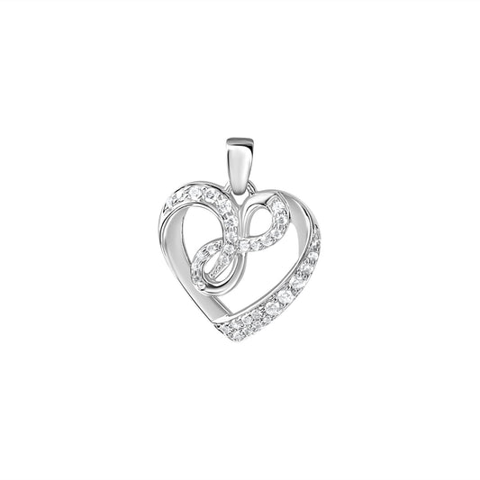 Anhänger aus 925/- Sterling Silber rhodiniert Motiv Herz mit 33 weißen Zirkonia