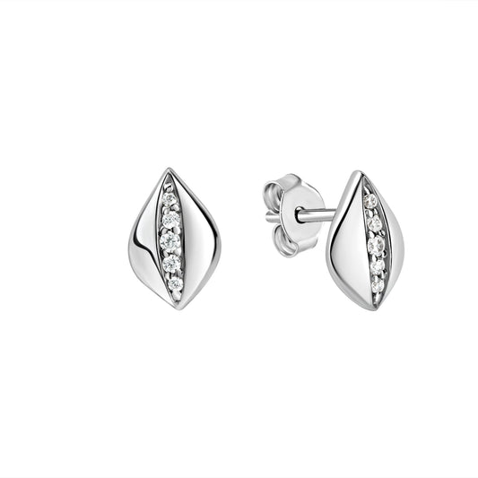 Ohrstecker aus 925/- Sterling Silber rhodiniert mit 10 Zirkonia weiß