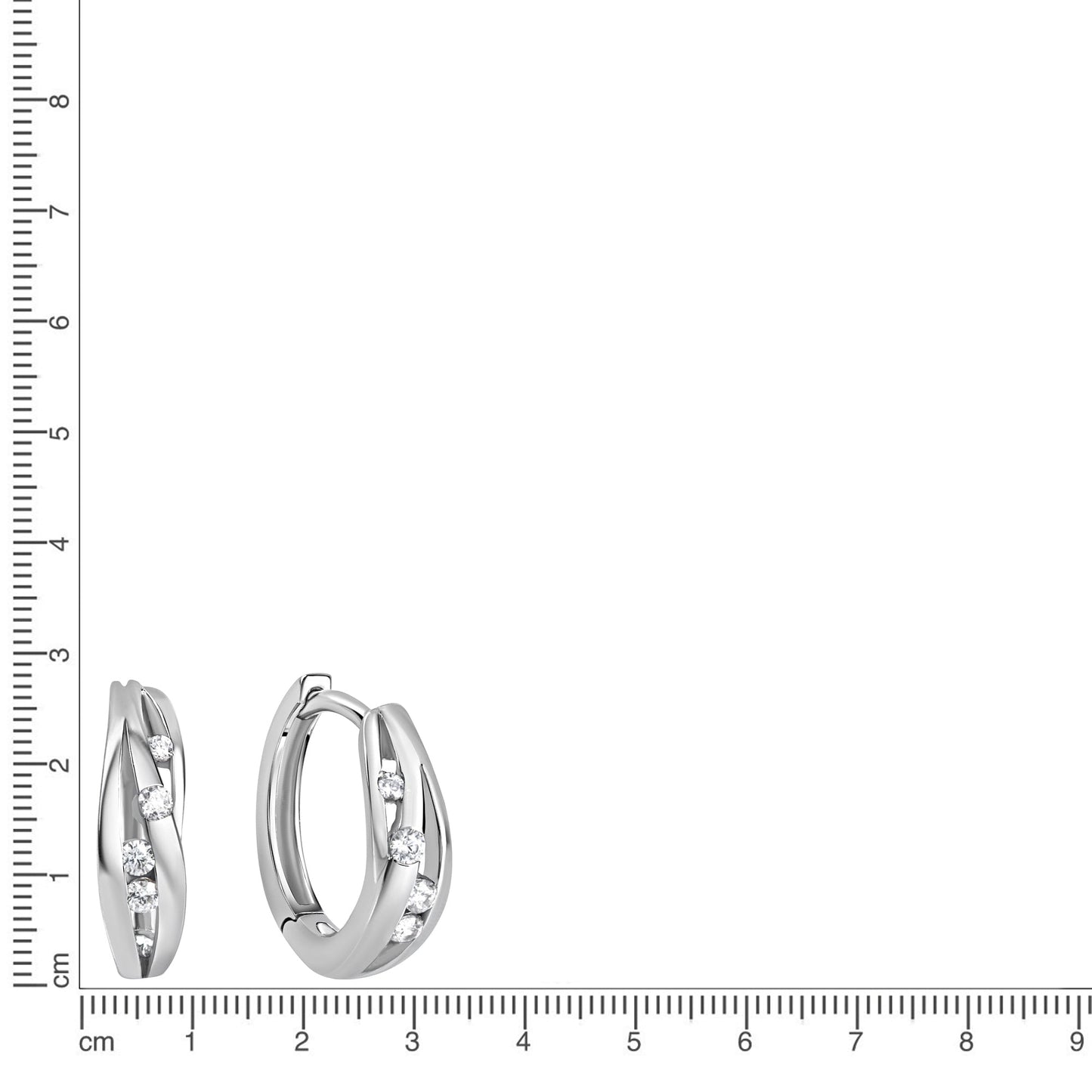 Creolen 925/- Sterling Silber Rhodiniert 1,4cm Zirkonia
