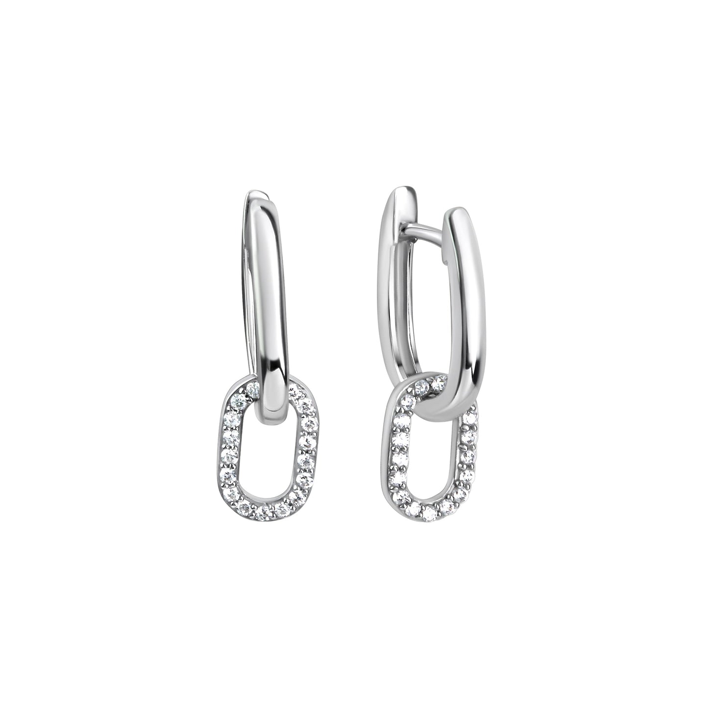 Creolen 925/- Sterling Silber rhodiniert 1,4cm Zirkonia