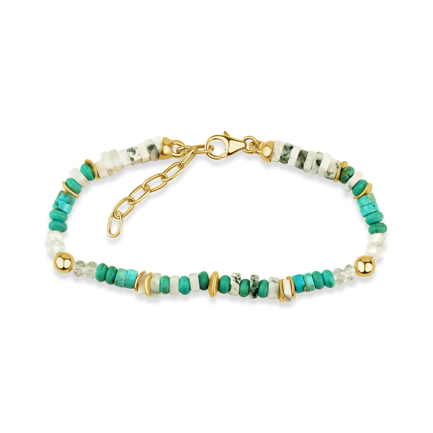 Armband Fantasiekette 925/- Sterling Silber Vergoldet 21,0cm Türkis