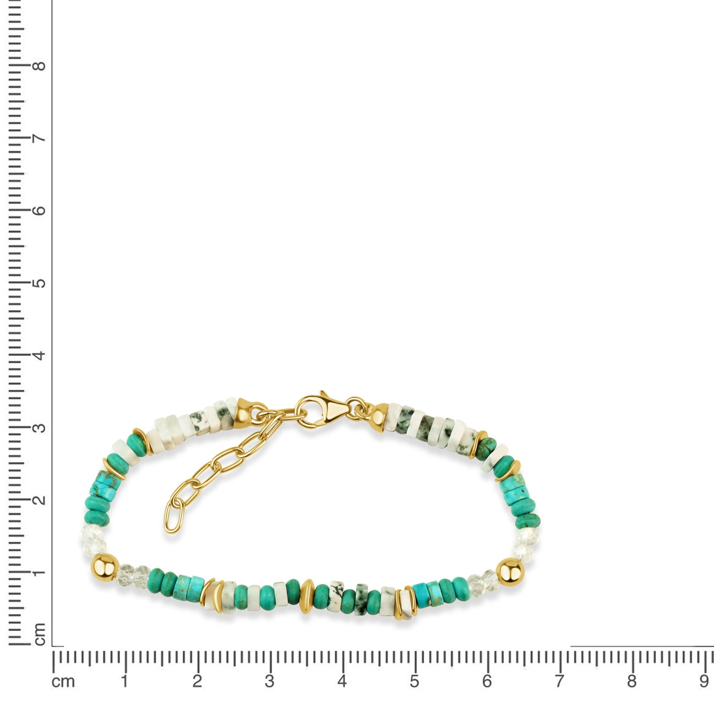 Armband Fantasiekette 925/- Sterling Silber Vergoldet 21,0cm Türkis
