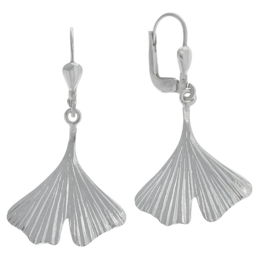Ohrhänger aus 925/- Sterling Silber rhodiniert Gingkoblatt