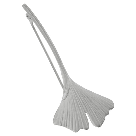 Brosche aus 925/- Sterling Silber rhodiniert matt Motiv Ginkoblatt