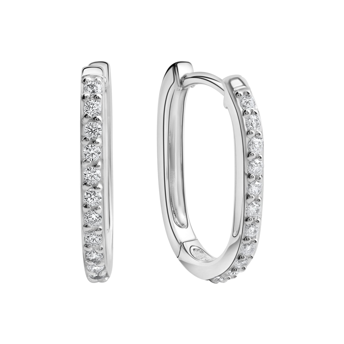 Creolen 925/- Sterling Silber rhodiniert 1,7cm Zirkonia