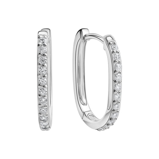 Klappcreolen aus 925/- Sterling Silber rhodiniert 22 weiße Zirkonia