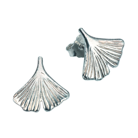 Ohrstecker aus 925/- Sterling Silber rhodiniert glanz Motiv Gingkoblatt