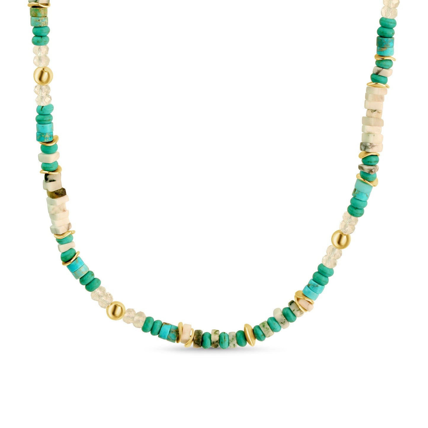 Kette Fantasiekette 925/- Sterling Silber Vergoldet 45,0cm Türkis