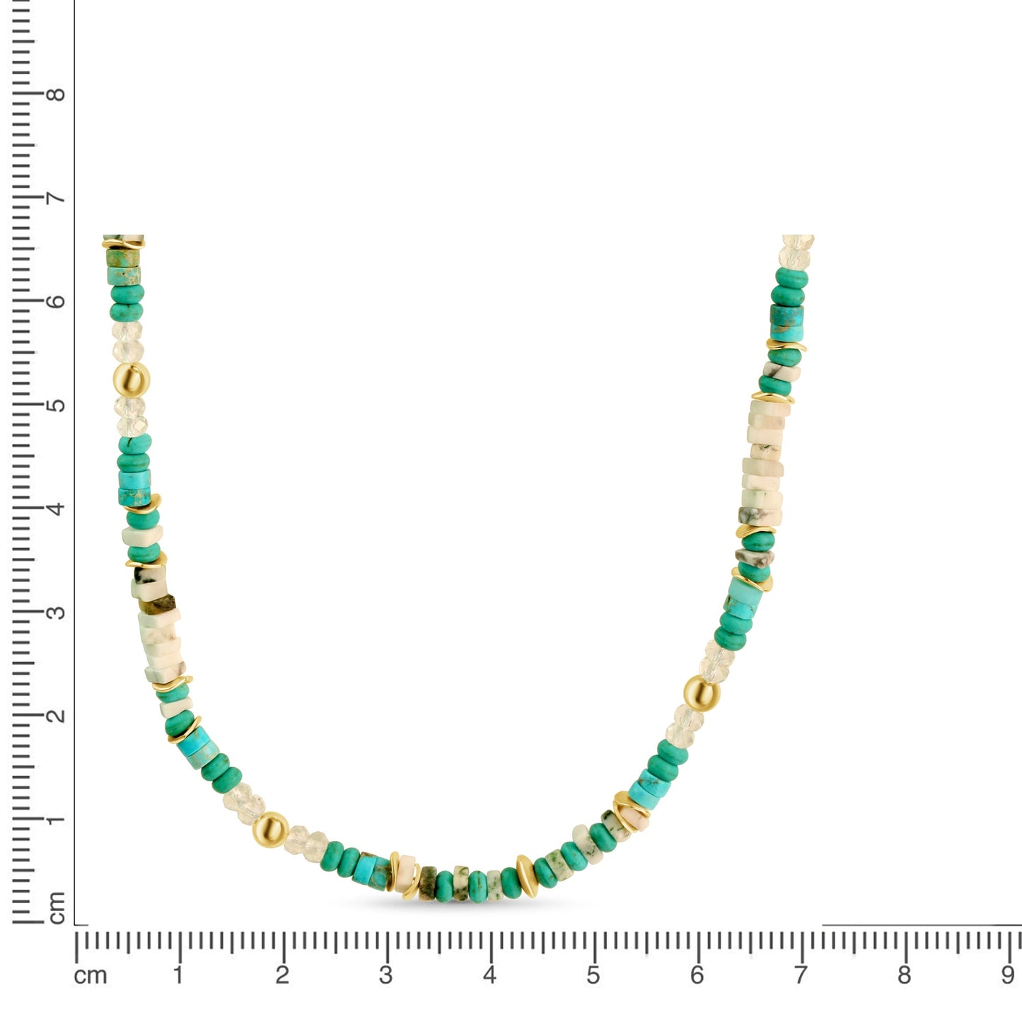 Kette Fantasiekette 925/- Sterling Silber Vergoldet 45,0cm Türkis