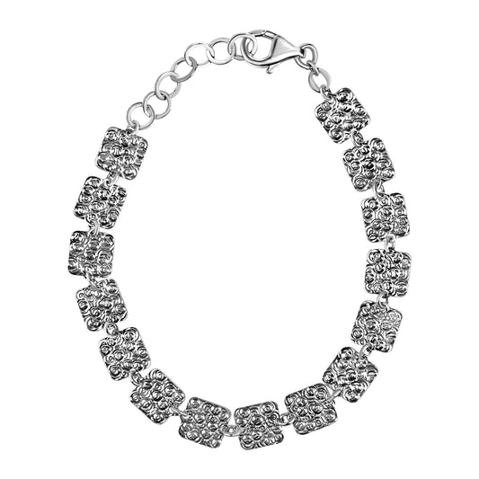 Armband aus 925/- Sterling Silber rhodiniert strukturiert Länge 18+3 cm