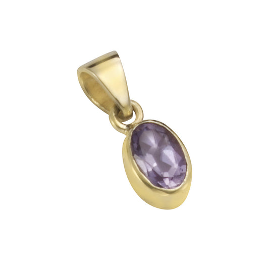 Anhänger aus 585/- Gelbgold glanz 1 Amethyst 6x4mm