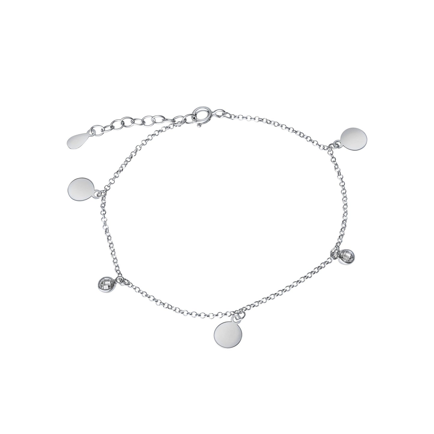 Armband Erbskette 925/- Sterling Silber Rhodiniert 17+2cm Zirkonia