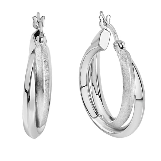 Creolen aus 925/- Sterling Silber rhodiniert glanz/matt Ø 21mm
