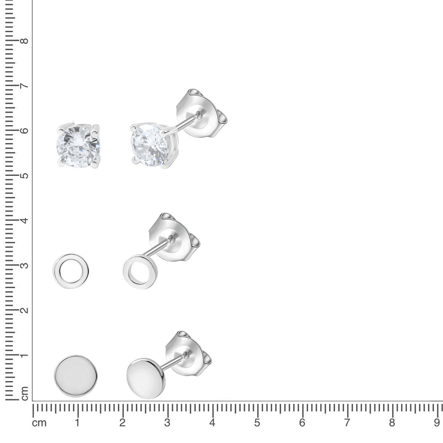 Ohrstecker 925/- Sterling Silber Rhodiniert Zirkonia