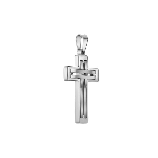 Anhänger aus Edelstahl Motiv Kreuz matt/glanz Abmessungen 60x26mm