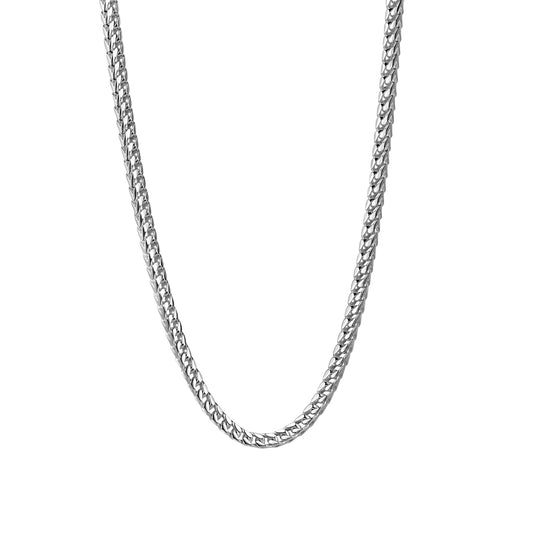 Francokette aus 925/- Sterling Silber weiß 3x3 mm Länge 55 cm mit Karabiner