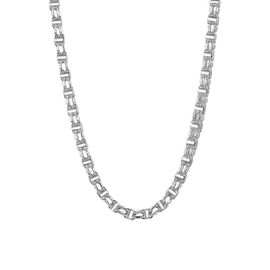 Käfigkette aus 925/- Sterling Silber weiß 4 mm Länge 55cm mit Karabiner