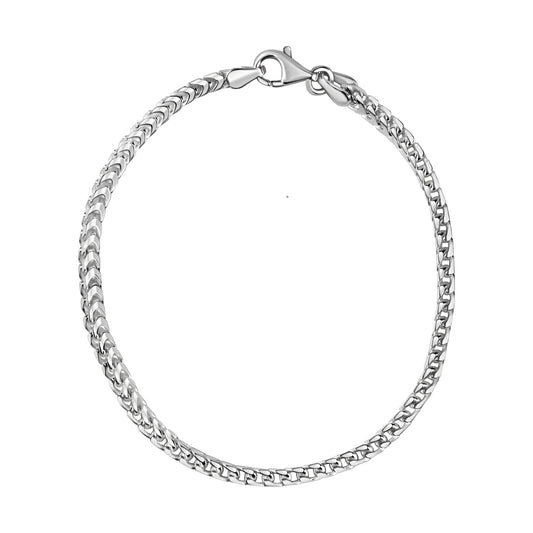 Armband aus 925/- Sterling Silber rhodiniert Francokette 3mm Länge 19cm mit Karabiner