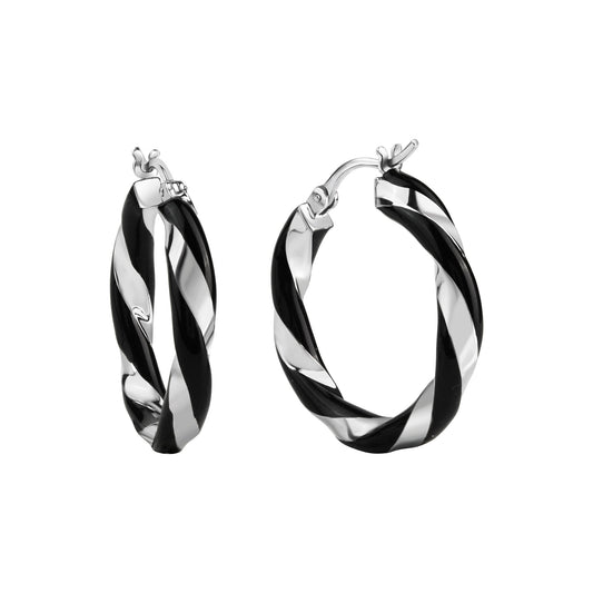 Creolen aus 925/- Sterling Silber rhodiniert schwarzer Lack Ø 27mm