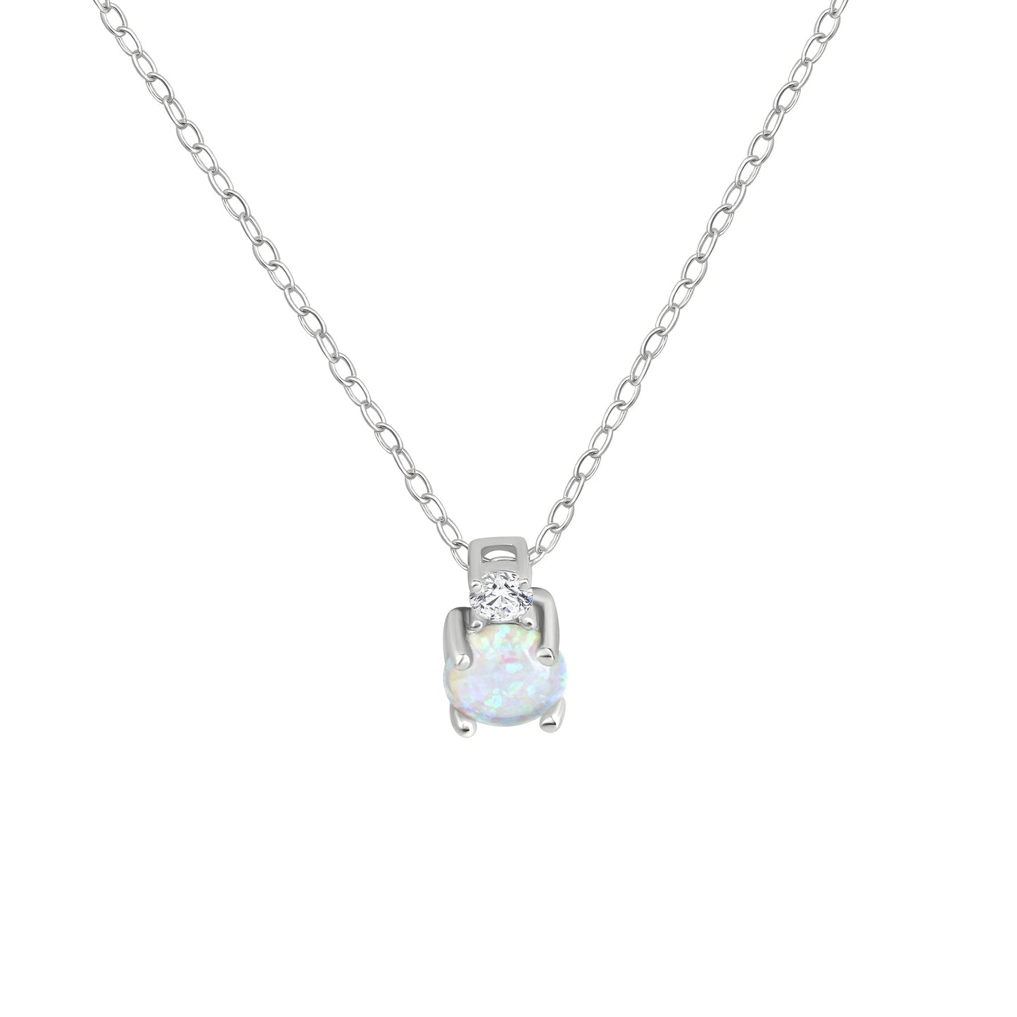 Set A/K + OS Ankerkette 925/- Sterling Silber Rhodiniert 45,0cm Opal
