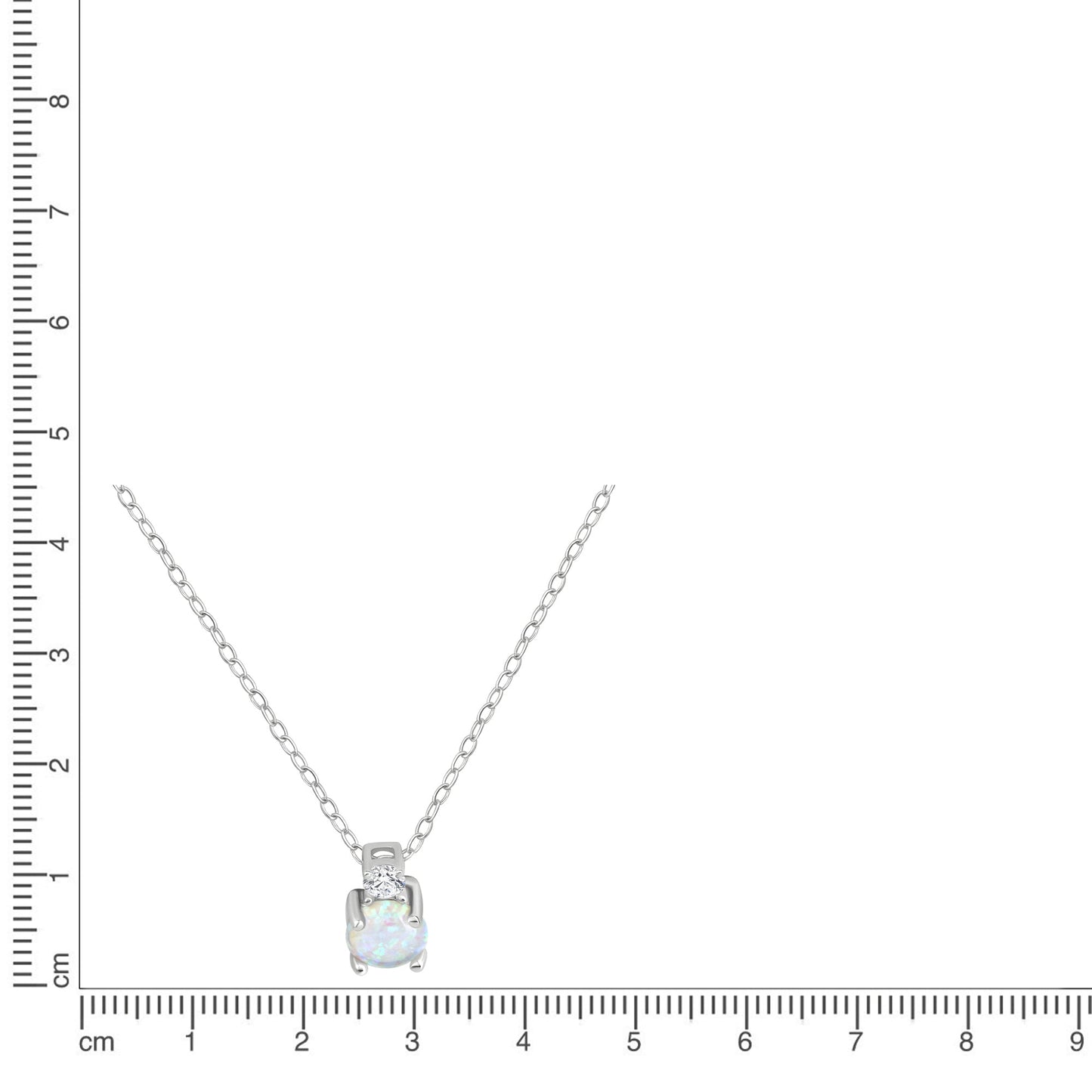 Set A/K + OS Ankerkette 925/- Sterling Silber Rhodiniert 45,0cm Opal