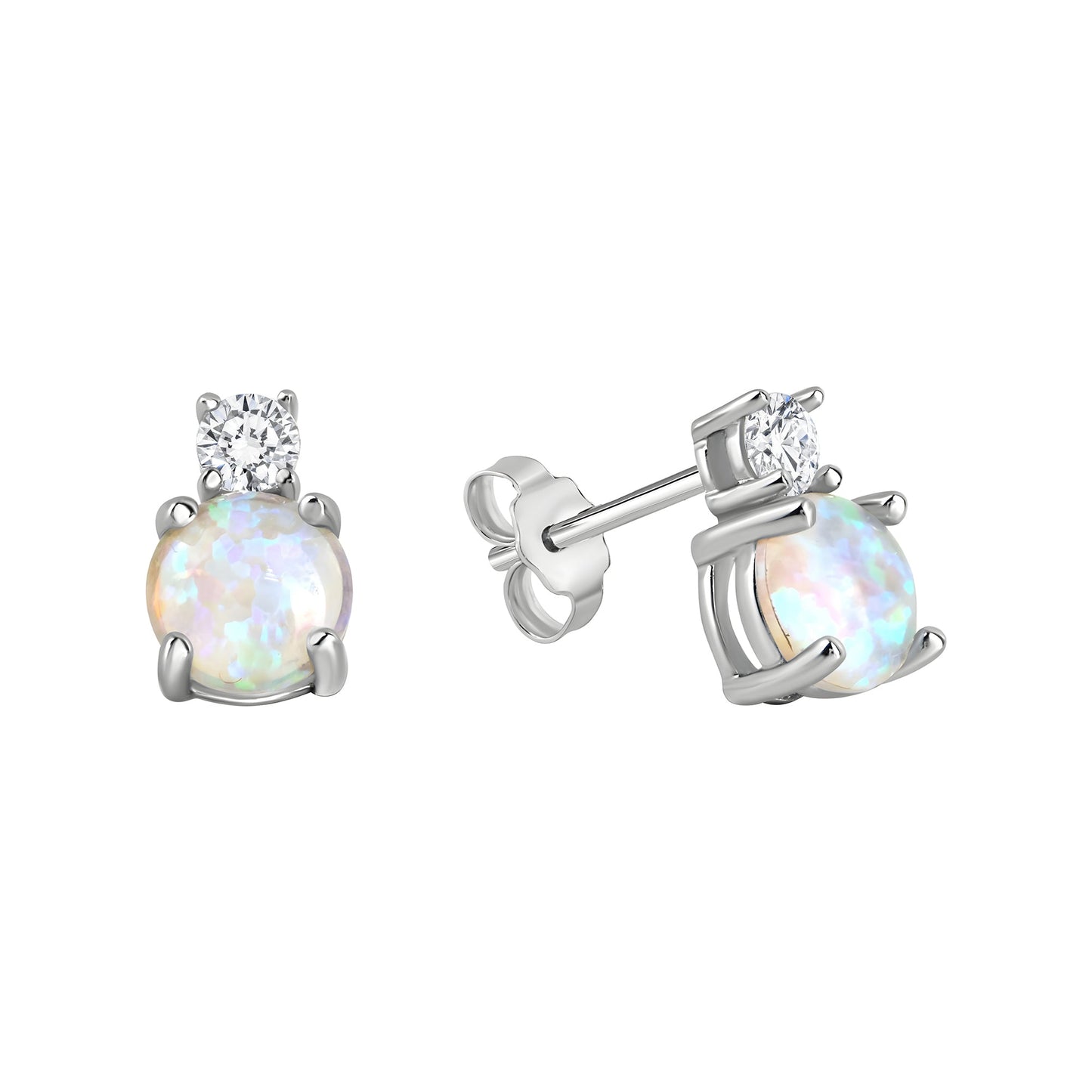 Set A/K + OS Ankerkette 925/- Sterling Silber Rhodiniert 45,0cm Opal