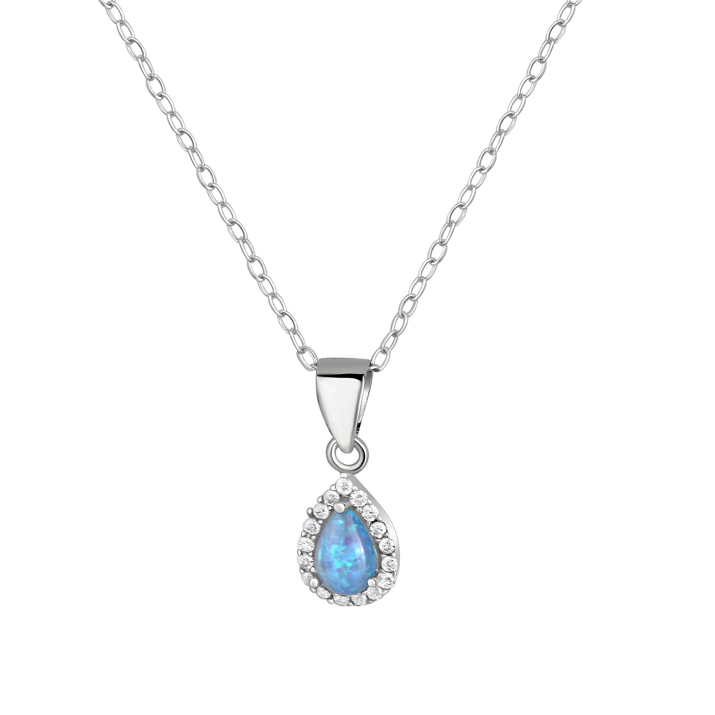 Set A/K + OS Ankerkette 925/- Sterling Silber Rhodiniert 45,0cm Opal