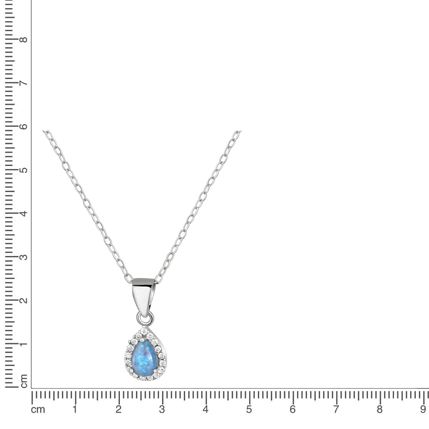 Set A/K + OS Ankerkette 925/- Sterling Silber Rhodiniert 45,0cm Opal