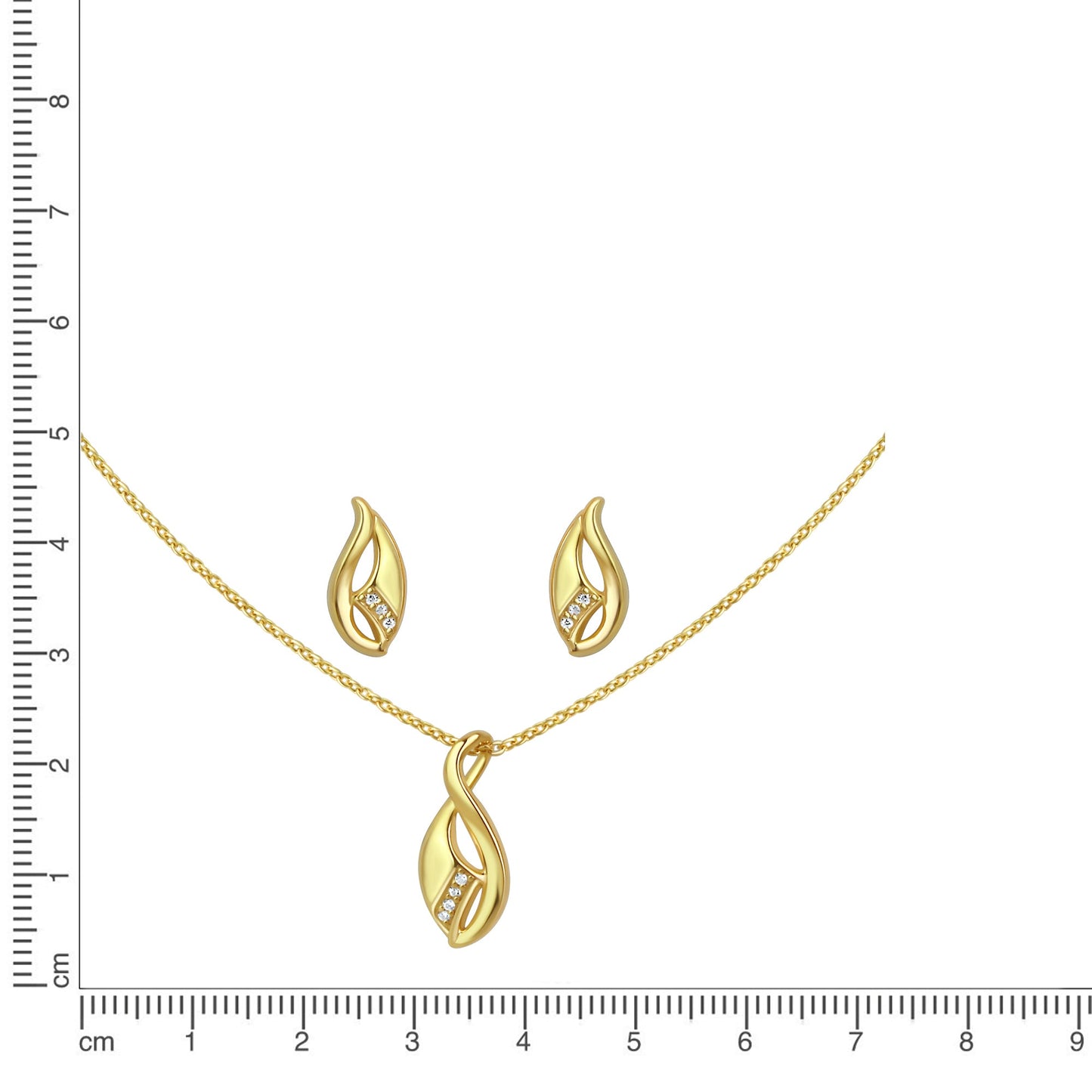Set Anhänger/Kette und Ohrstecker 925/- Sterling Silber vergoldet 45,0cm Zirkonia