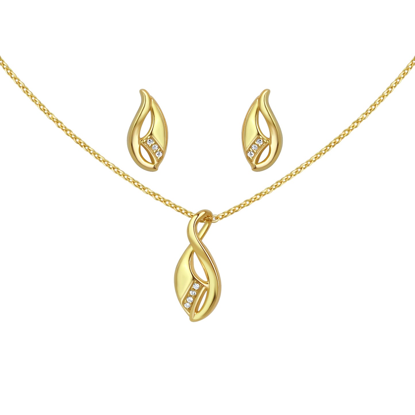 Set Anhänger/Kette und Ohrstecker 925/- Sterling Silber vergoldet 45,0cm Zirkonia