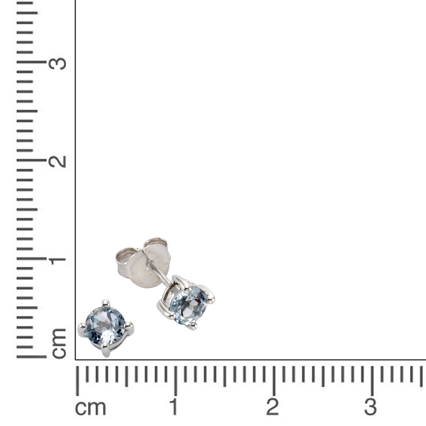 Ohrringe 925/- Sterling Silber rhodiniert 0,5cm Blautopas beh.
