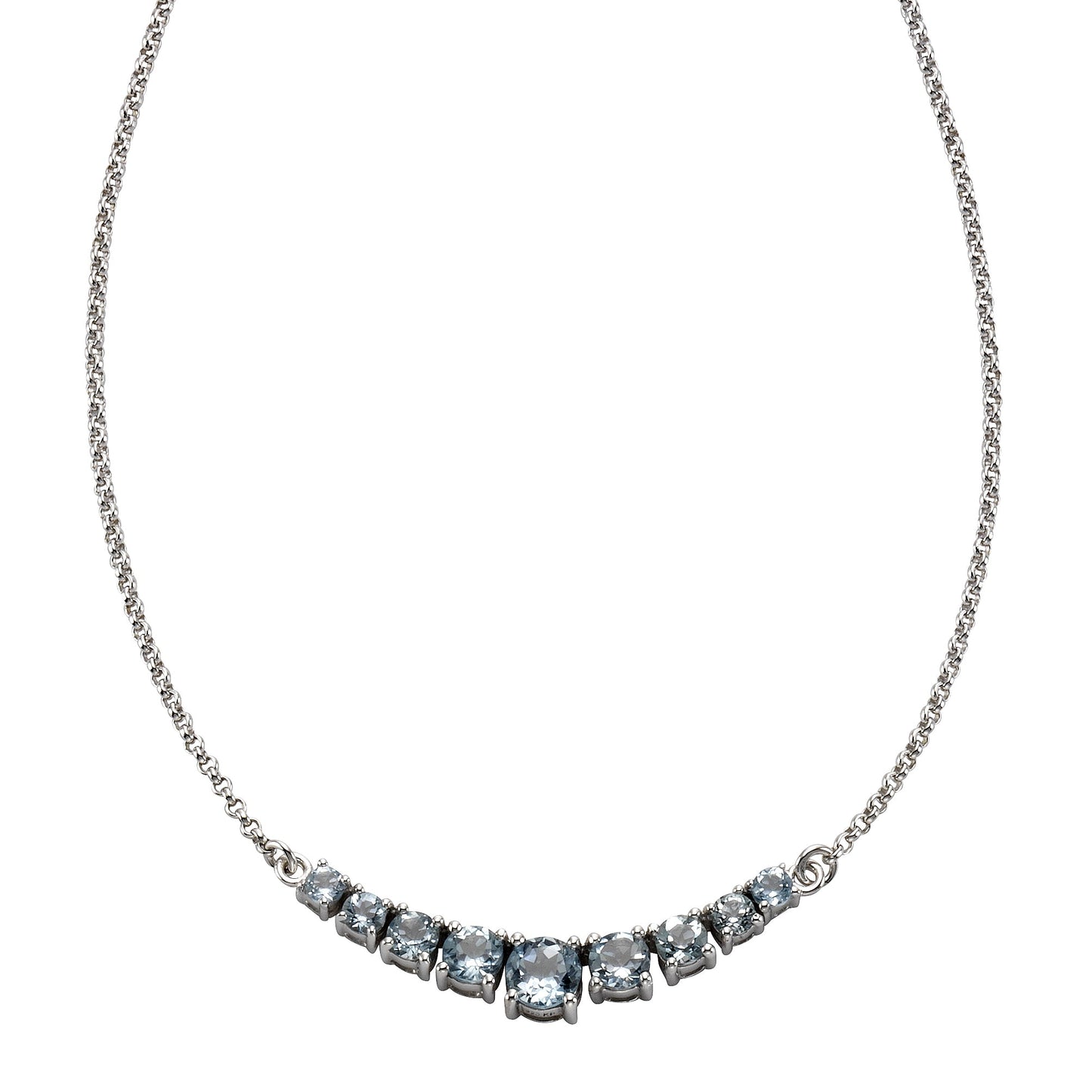 Halskette keine / nicht relevant 925/- Sterling Silber rhodiniert 45cm Blautopas beh.
