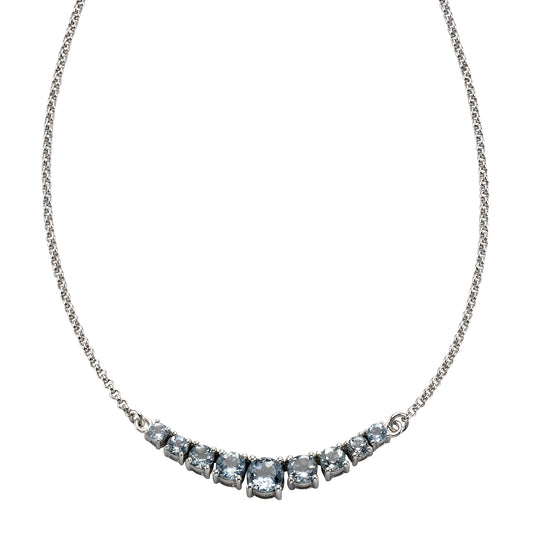 Zeeme Gemstones - Damen-Halskette aus 925 Sterling Silber rhodiniert 45cm lang mit 9 Blautopasen (beh.)