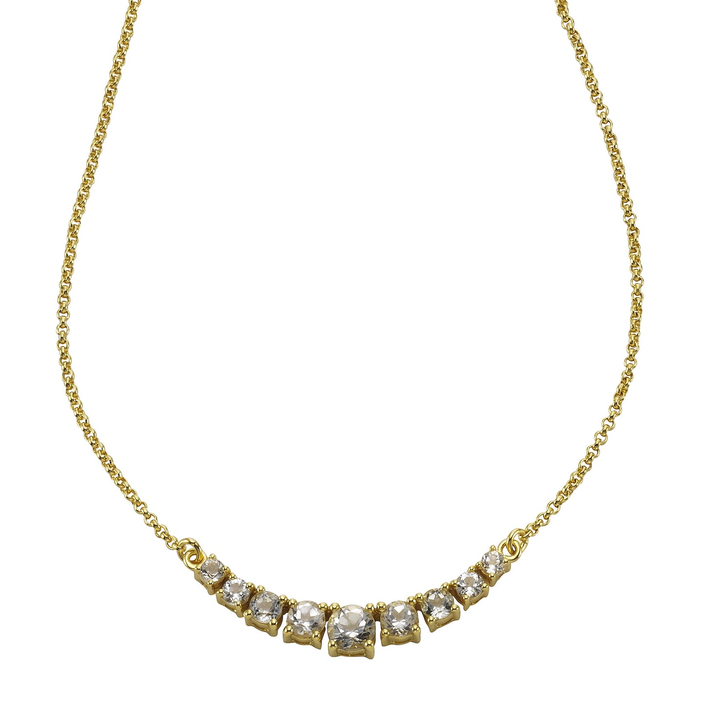 Collier keine / nicht relevant 925/- Sterling Silber vergoldet 45cm Weißtopas