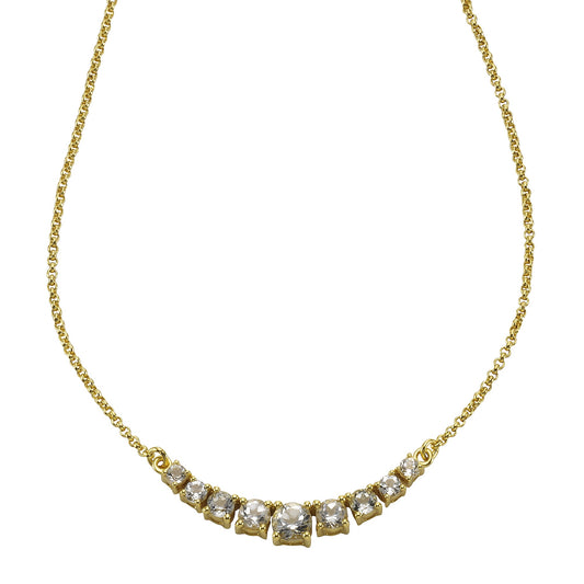 ZEEme Jewelry - Damen Halskette Collier 925/- Sterling Silber vergoldet 45cm Weißtopas